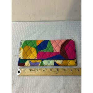 Vera Bradley wallet Blue Multi-color trifold magnetic zipper 9"x4.5"